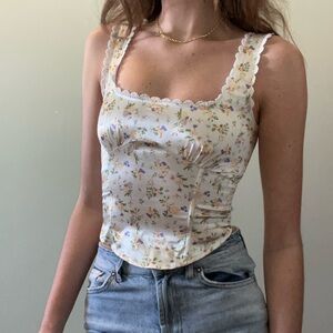Floral Lace Trim Tank Top